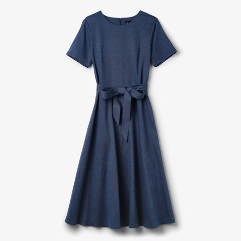 Ana - Linen Dress - Dark Blue - Jascha Stockholm