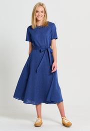 Ana - Linen Dress - Dark Blue - Jascha Stockholm