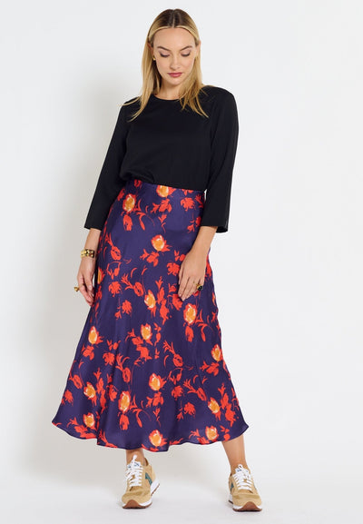Fancy Long Skirt - Printed Maxi Skirt - Purple - Jascha Stockholm