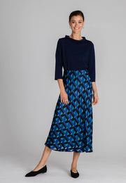 Fancy Long Skirt - Printed Skirt - Retro Blue - Jascha Stockholm