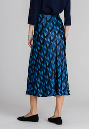 Fancy Long Skirt - Printed Skirt - Retro Blue - Jascha Stockholm