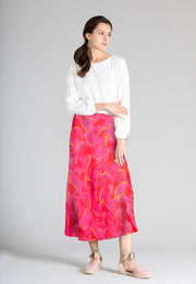 Fancy Long Skirt - Printed Skirt - Think Pink - Jascha Stockholm