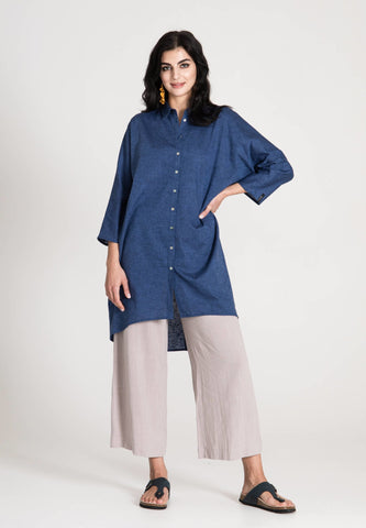 New Look - Linen Shirt Dress - Dark Blue - Jascha Stockholm