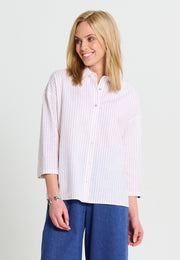 Oversized Noveau - Linen Shirt - Ecru Stripe - Jascha Stockholm