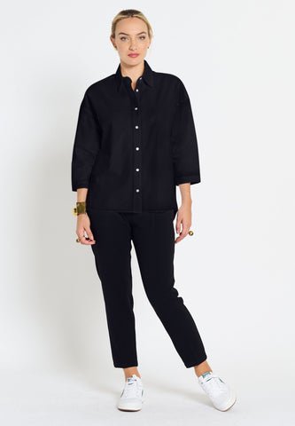 Oversized Noveau - Organic Cotton Shirt - Black - Jascha Stockholm