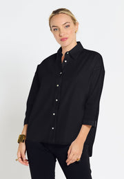 Oversized Noveau - Organic Cotton Shirt - Black - Jascha Stockholm