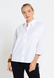 Oversized Noveau - Organic Cotton Shirt - White - Jascha Stockholm