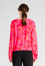 Wide Sleeve Blouse- Printed Blouse - Pink - Jascha Stockholm